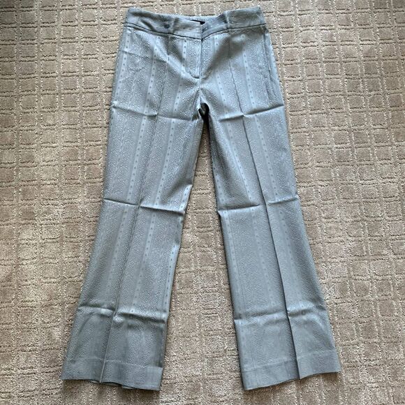 Elie Tahari Y2K VTG Pattern Jacquard Flare Leg Dress Pants Women's 4 Silver Gray - Picture 1 of 9